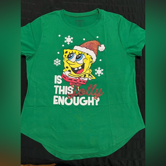 SpongeBob Christmas Bright Green Tee XL - Picture 1 of 2